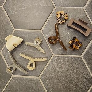 Assorted Hair Clip Set Of 8- Neutral Tones